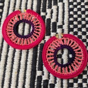 Lightweight Crochet Hoop Earrings - Pink/Purple